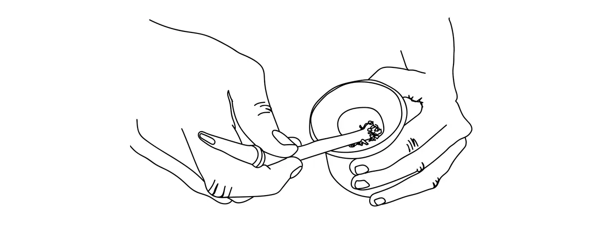 Ilustración de la bombilla colocada en el mate con yerba